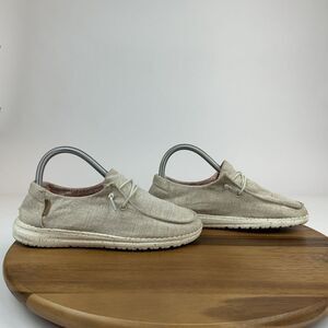 Womens Hey‎ Dude Wendy Chambray White Nut Casual Comfort Loafers Shoes Size 7 M